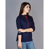 Raj Collections Women's Rayon Fabric Solid Trendy Tops - DarkBlue (Small)_RC-69-thumb1