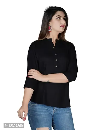 Raj Collections Women's Rayon Solid Casual & foramal Short Trendy Tops,RC_16-Black-M - Black (M)_RC_16