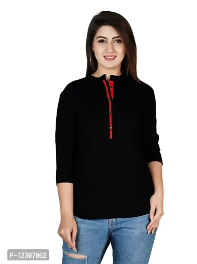 Raj Collections Women's Rayon Fabric Solid Trendy Tops - Black (X-Small)_RC-69-thumb0