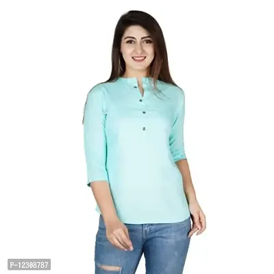 Raj Collections Women's Rayon Solid Casual & foramal Short Trendy Tops,RC_16-L Blue-L - LightBlue (L)_RC_16