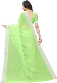 Elegant Green Cotton Silk Solid Saree with Blouse piece-thumb2