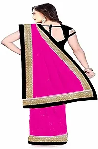 Elegant Pink Georgette Solid Saree with Blouse piece-thumb1