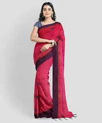 Elegant Red Cotton Blend Printed Saree with Blouse piece-thumb2