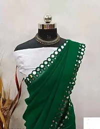 Elegant Green Georgette Embellished Saree with Blouse piece-thumb1