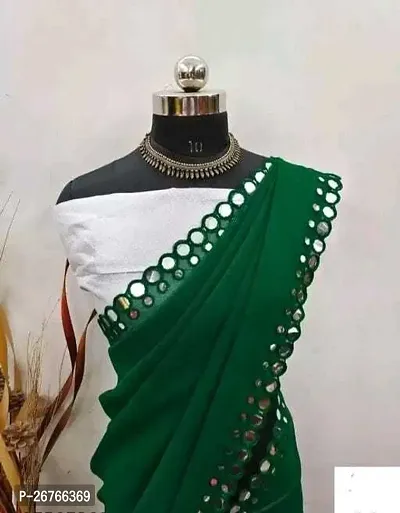 Elegant Green Georgette Embellished Saree with Blouse piece-thumb2