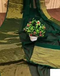 Elegant Green Chiffon Solid Saree with Blouse piece-thumb2