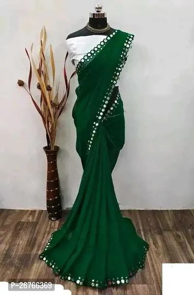 Elegant Green Georgette Embellished Saree with Blouse piece-thumb0