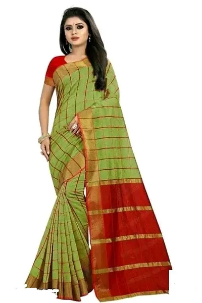 Silk Checked Saree with Blouse piece