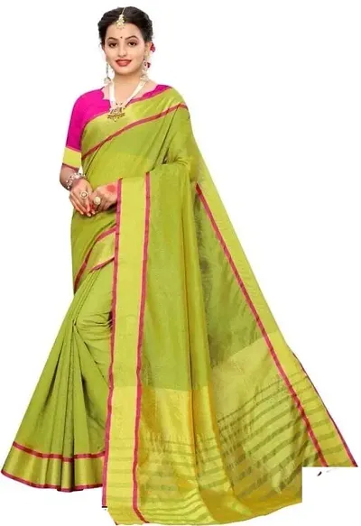 Rasam Art Silk Zari Border Sarees with Contrast Blouse Piece