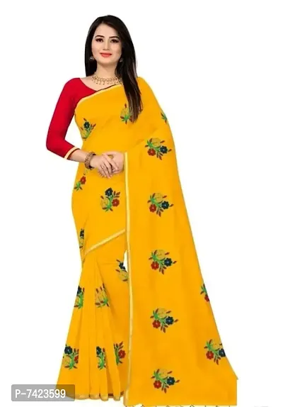 Beautiful Embroidered chanderi cotton Saree With blouse