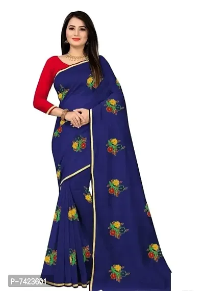 Beautiful Embroidered chanderi cotton Saree With blouse