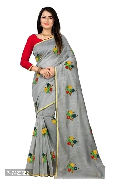 Beautiful Embroidered chanderi cotton Saree With blouse