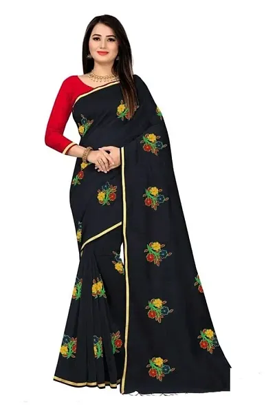 Chanderi Cotton Silk Floral Embroidered Sarees