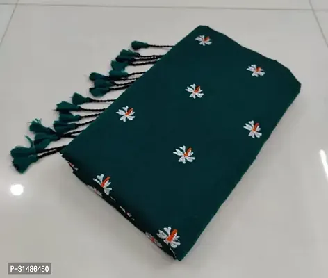 Stylish Green Khadi Cotton Printed Saree With Blouse Piece For Women