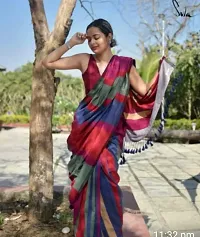 Stylish Multicoloured Cotton Printed Saree With Blouse Piece For Women-thumb1