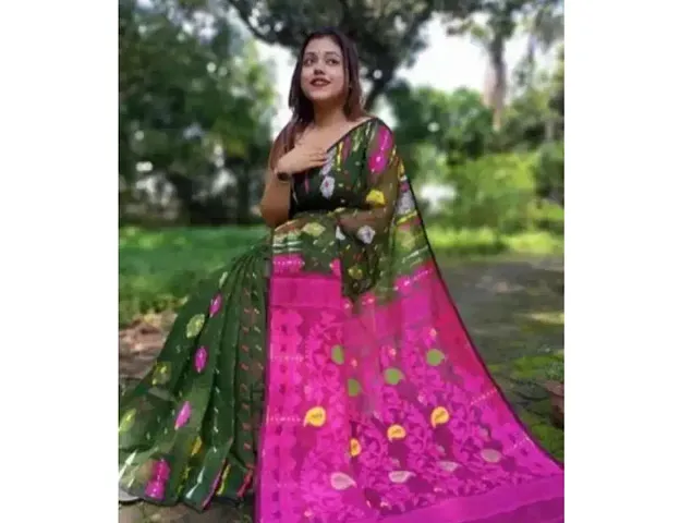 Hot Selling Cotton Blend Saree without Blouse piece 