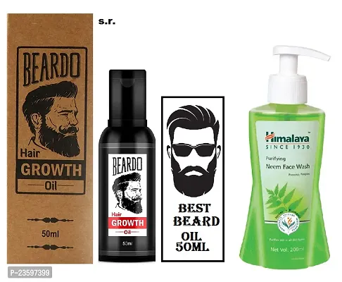 Beardo Hair Growth Oil 50 ml  Himalaya Neem face wash 200ml