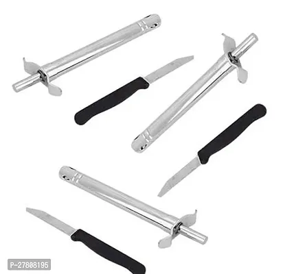 Easy Grip Stainless Steel Regular Gas Lighter And Kitchen Knives Set Pack Of 6-thumb0