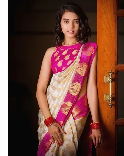 Latest Beautiful Art Silk Saree with Blouse piece