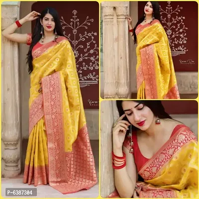 Beautiful Art Silk Jacquard Saree with Blouse piece-thumb3