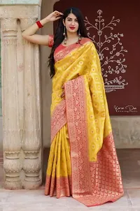 Beautiful Art Silk Jacquard Saree with Blouse piece-thumb3