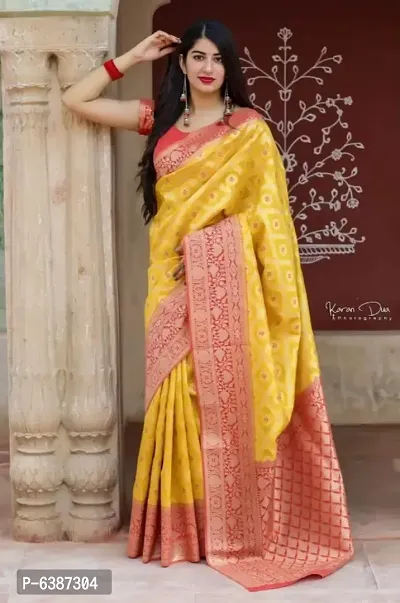 Beautiful Art Silk Jacquard Saree with Blouse piece-thumb4