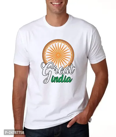 KLIP 2 Deal Round Neck Half Sleeve Independence Day/Republic Day/Gandhi Jayanti Customized Printed Tshirt - White (S) | Great India | Regular Fit Casual T-Shirt Suitable for Men  Women