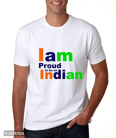 KLIP 2 DEAL Round Neck Half Sleeve Independence Day/Republic Day/Gandhi Jayanti Customized Printed Tshirt - White (XXL) Proud Indian - Style 2 | Regular Fit Casual T-Shirt Suitable for Men  Women-thumb0