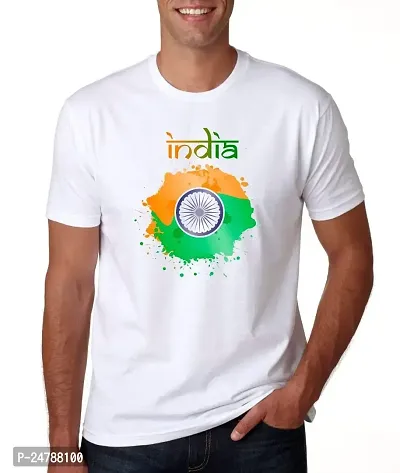 KLIP 2 Deal Round Neck Half Sleeve Independence Day/Republic Day/Gandhi Jayanti Customized Printed Tshirt - White (L) | India - Style 4 | Regular Fit Casual T-Shirt Suitable for Men  Women