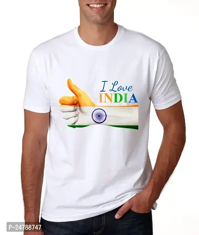 KLIP 2 Deal Round Neck Half Sleeve Independence Day/Republic Day/Gandhi Jayanti Customized Printed Tshirt - White (S) I Love India - Style 3 | Regular Fit Casual T-Shirt Suitable for Men  Women-thumb0