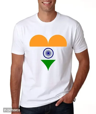 KLIP 2 Deal Round Neck Half Sleeve Independence Day/Republic Day/Gandhi Jayanti Customized Printed Tshirt - White (XL) I Love India - Style 5 | Regular Fit Casual T-Shirt Suitable for Men  Women-thumb0