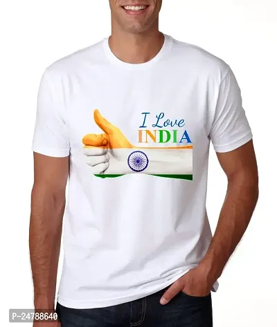 KLIP 2 Deal Round Neck Half Sleeve Independence Day/Republic Day/Gandhi Jayanti Customized Printed Tshirt - White (XL) I Love India - Style 3 | Regular Fit Casual T-Shirt Suitable for Men  Women-thumb0