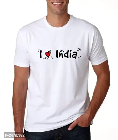 KLIP 2 DEAL Round Neck Half Sleeve Independence Day/Republic Day/Gandhi Jayanti Customized Printed Tshirt - White (M) I Love India - Style 2 | Regular Fit Casual T-Shirt Suitable for Men  Women-thumb0