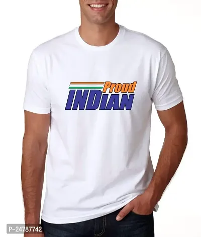 KLIP 2 DEAL Round Neck Half Sleeve Independence Day/Republic Day/Gandhi Jayanti Customized Printed Tshirt - White (XXL) Proud Indian - Style 1 | Regular Fit Casual T-Shirt Suitable for Men  Women