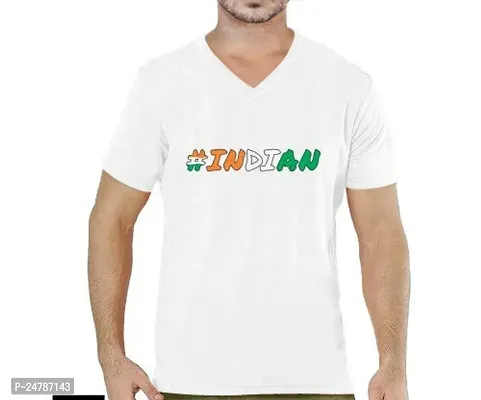 klip2deal KLIP 2 Deal Unisex Polyester Round Neck Half Sleeves Patriotic Indian Digital Printed Casual T-Shirt for Independence Day  Republic Day (Medium) White-thumb0