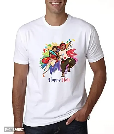 KLIP 2 Deal Happy Holi Printed Customized T-Shirts, for Men  Women-thumb0