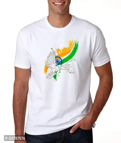 KLIP 2 Deal Round Neck Half Sleeve Independence Day/Republic Day/Gandhi Jayanti Customized Printed Tshirt - White (XXL) | India - Bird | Regular Fit Casual T-Shirt Suitable for Men  Women-thumb0