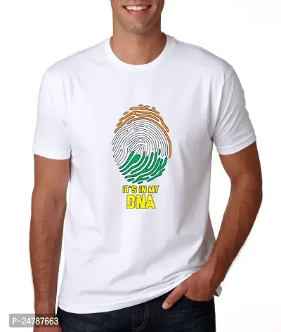 KLIP 2 DEAL Round Neck Half Sleeve Independence Day/Republic Day/Gandhi Jayanti Customized Printed Tshirt - White (L) Its in My DNA - Style 1 | Regular Fit Casual T-Shirt Suitable for Men  Women