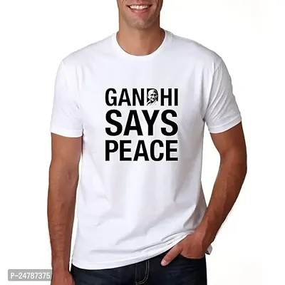 klip2deal KLIP 2 Deal Unisex Polyester Round Neck Half Sleeves Gandhi Quote Digital Printed Casual T-Shirt for Independence Day  Republic Day (Small) White