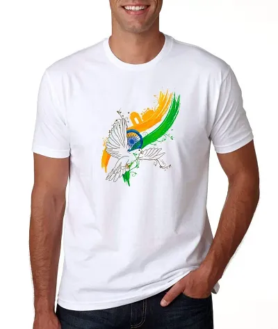 KLIP 2 Deal Round Neck Half Sleeve Independence Day/Republic Day/Gandhi Jayanti Customized Tshirt - (L) | India - Bird | Regular Fit Casual T-Shirt Suitable for Men Women