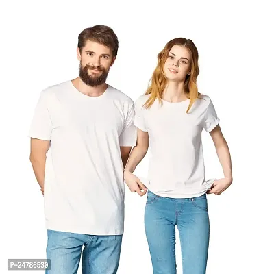 KLIP 2 Deal Plain White Cotton T-Shirt, for Men  Women | Color Me on Holi-thumb0