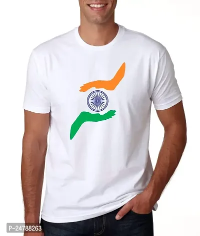 KLIP 2 Deal Round Neck Half Sleeve Independence Day/Republic Day/Gandhi Jayanti Customized Printed Tshirt - White (S) | India - Style 5 | Regular Fit Casual T-Shirt Suitable for Men  Women