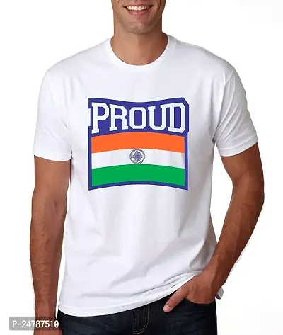 klip2deal KLIP 2 Deal Unisex Polyester Round Neck Half Sleeves Patriotic Indian Flag Digital Printed Casual T-Shirt for Independence Day  Republic Day (Medium) White