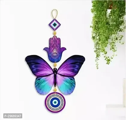 Multicoloured Wooden Butterfly Wall Hanging-thumb0