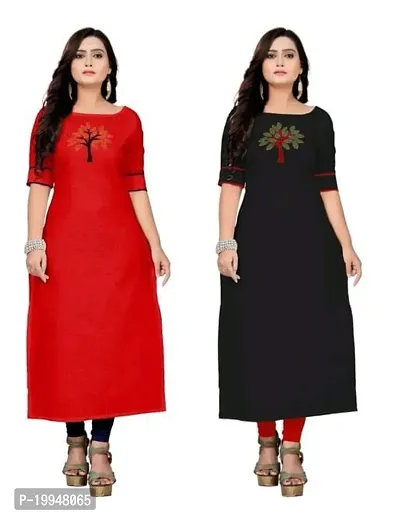 Beautiful Cotton Blend Multi Color A-Line Kurti for Women Pack of 2