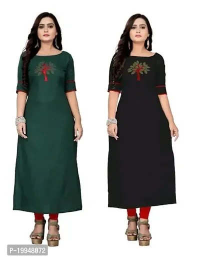 Beautiful Cotton Blend Multi Color A-Line Kurti for Women Pack of 2