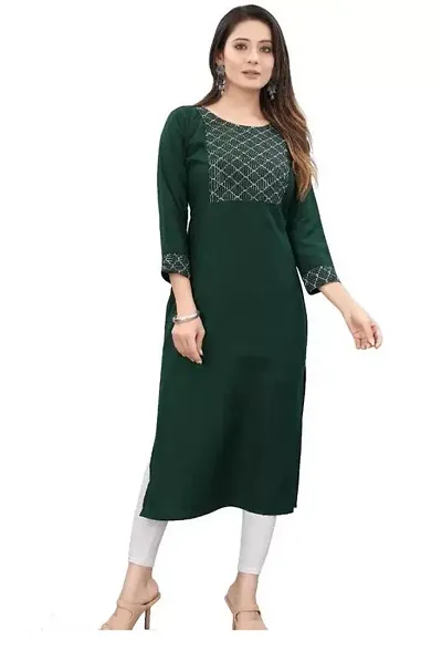 Women Rayon Embellished Straight Kurta