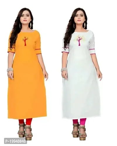 Beautiful Cotton Blend Multi Color A-Line Kurti for Women Pack of 2-thumb0