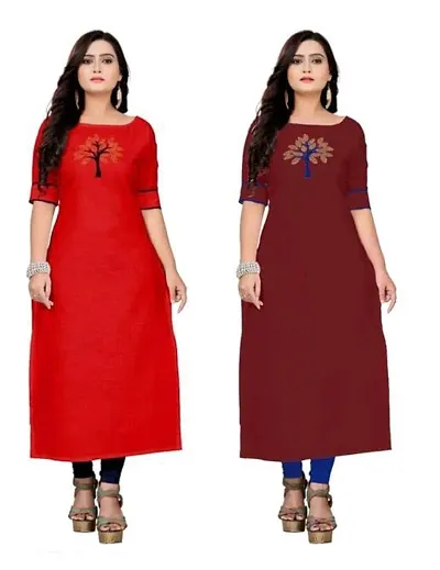 Beautiful Blend Color A-Line Kurti for Women Pack of 2