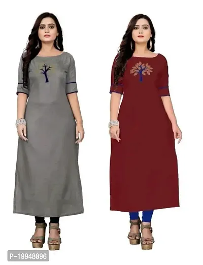 Beautiful Cotton Blend Multi Color A-Line Kurti for Women Pack of 2